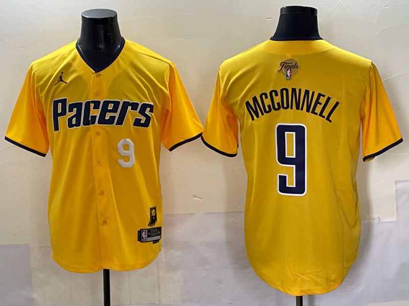 Men 2025 Indiana Pacers #9 Mcconnell Yellow Joint Name NBA Jersey style 28